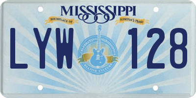 MS license plate LYW128