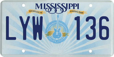 MS license plate LYW136