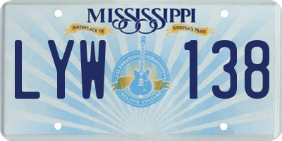 MS license plate LYW138