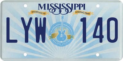 MS license plate LYW140