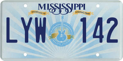 MS license plate LYW142