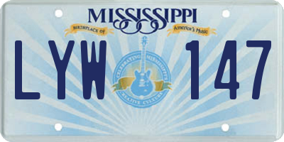 MS license plate LYW147