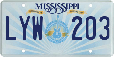 MS license plate LYW203