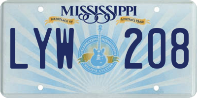 MS license plate LYW208