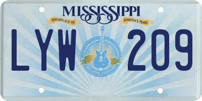 MS license plate LYW209