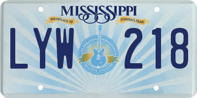 MS license plate LYW218