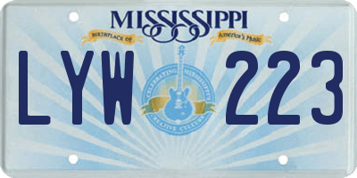 MS license plate LYW223