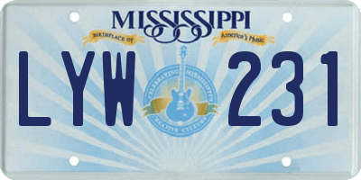 MS license plate LYW231