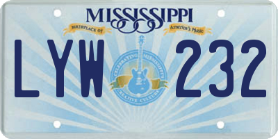 MS license plate LYW232