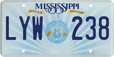 MS license plate LYW238