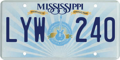 MS license plate LYW240