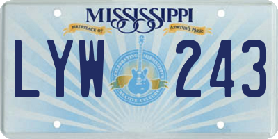 MS license plate LYW243