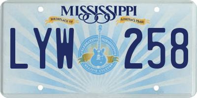 MS license plate LYW258