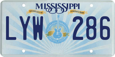 MS license plate LYW286