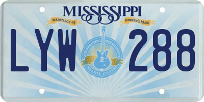 MS license plate LYW288