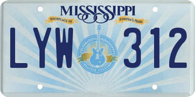 MS license plate LYW312