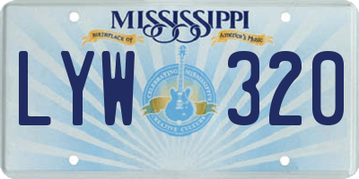 MS license plate LYW320