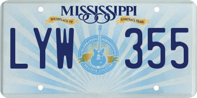 MS license plate LYW355