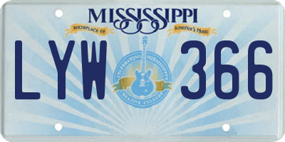 MS license plate LYW366