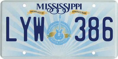 MS license plate LYW386