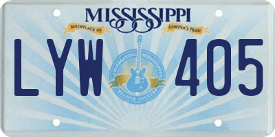 MS license plate LYW405