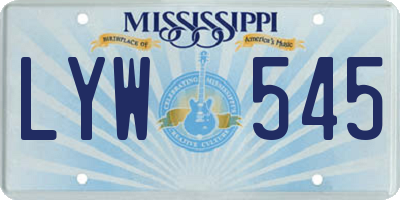 MS license plate LYW545