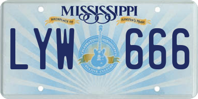 MS license plate LYW666