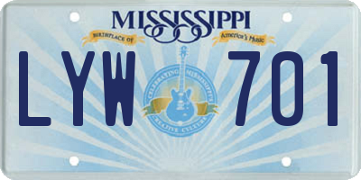 MS license plate LYW701