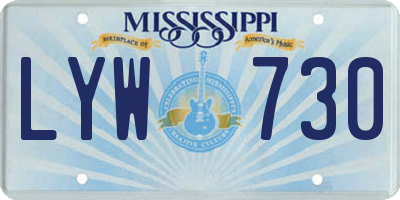 MS license plate LYW730