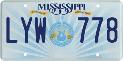MS license plate LYW778