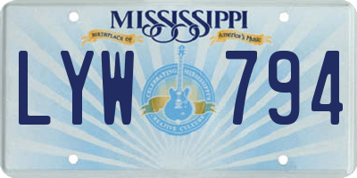 MS license plate LYW794