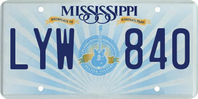 MS license plate LYW840