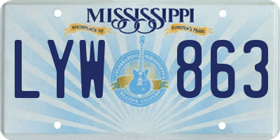 MS license plate LYW863