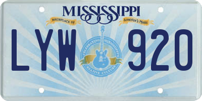 MS license plate LYW920
