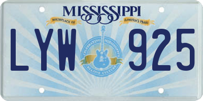 MS license plate LYW925