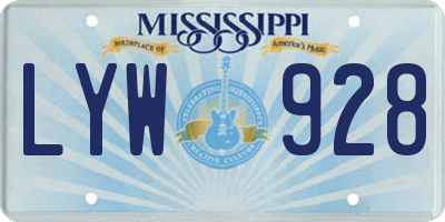 MS license plate LYW928