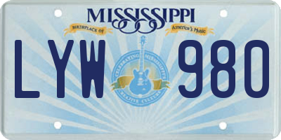 MS license plate LYW980
