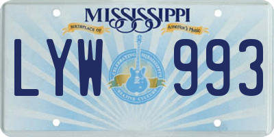 MS license plate LYW993