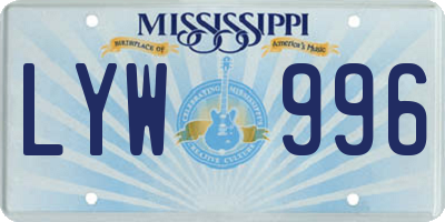 MS license plate LYW996