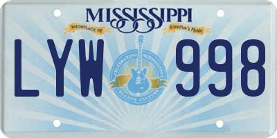 MS license plate LYW998