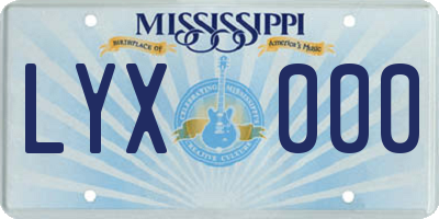 MS license plate LYX000