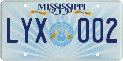 MS license plate LYX002
