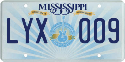 MS license plate LYX009