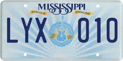 MS license plate LYX010