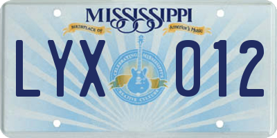 MS license plate LYX012