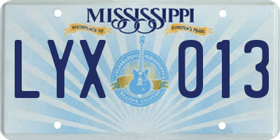 MS license plate LYX013