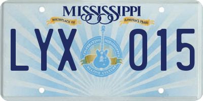 MS license plate LYX015