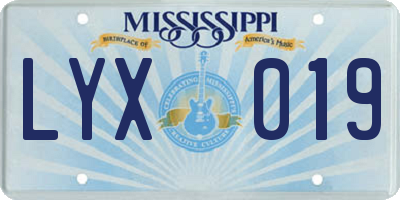MS license plate LYX019