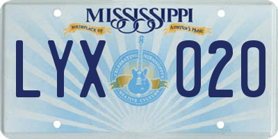 MS license plate LYX020