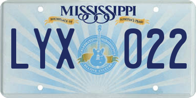 MS license plate LYX022